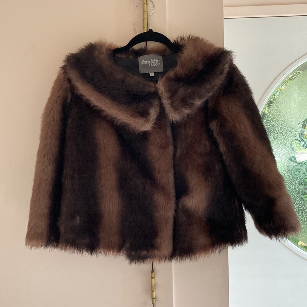 Brown faux fur Charlotte Russe cropped coat